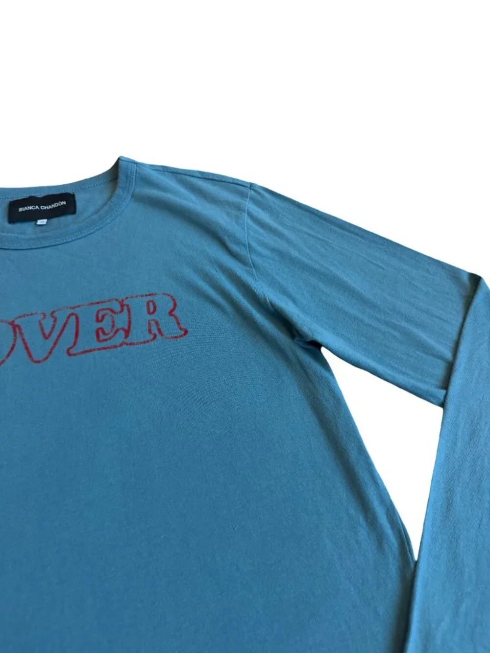 Bianca Chandon Blue Lover Long Sleeve T-Shirt Stretchy Soft Size Medium Men's